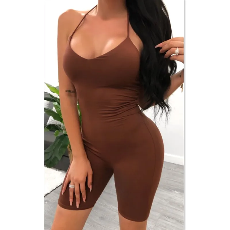 

Комбинезон женский летний, без рукавов, однотонный, для фитнеса, тренировок, спортзала, 2019