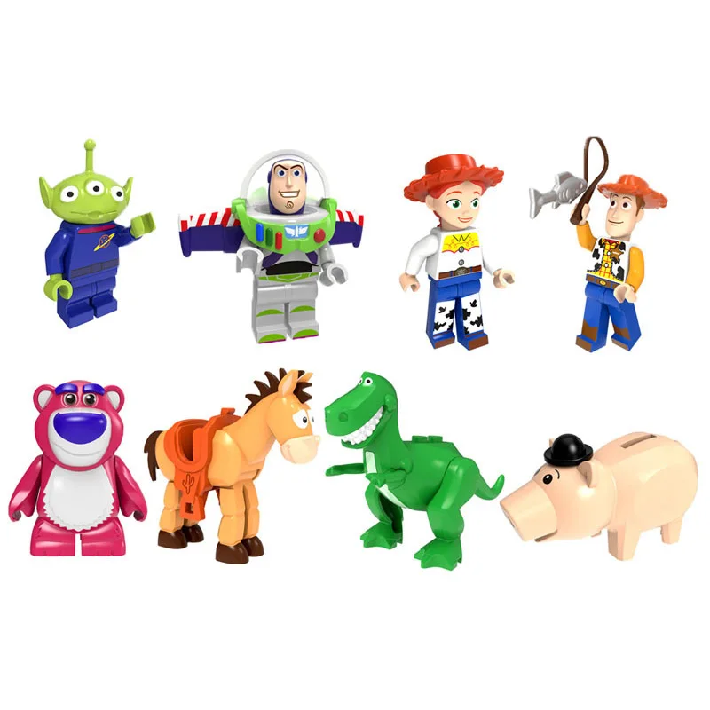 

Конструктор «История игрушек» Disney, сборный строительный блок для детей, злодейский клубничный медведь, Вуди, игрушки «сделай сам», фигурка, ...