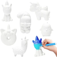 6pcs diy animals squeeze toy novelty set blank soft bulk white paint creamy scented kawaii stress relief craft gift for kids