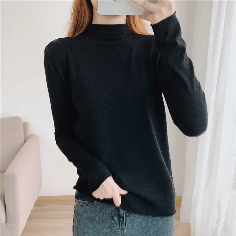 Новинка осенне зимняя одежда футболка с воротником хомут женская нижняя рубашка