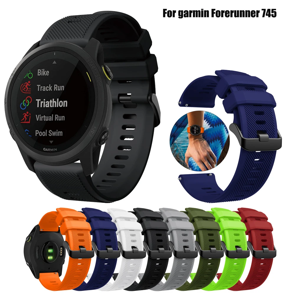 

For Garmin Forerunner 745 Band Silicone Smart watch Bracelet 22mm Strap For Garmin Forerunner745 Watch Accessories Wristband