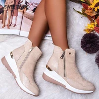 plus size warm plush winter chunky sneakers ankle boots women shoes ladys zipper buckle thick sole platform