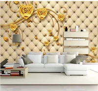 xuesu custom wallpaper soft cover golden rose rose living room tv sofa background wall large fresco 8d waterproof material