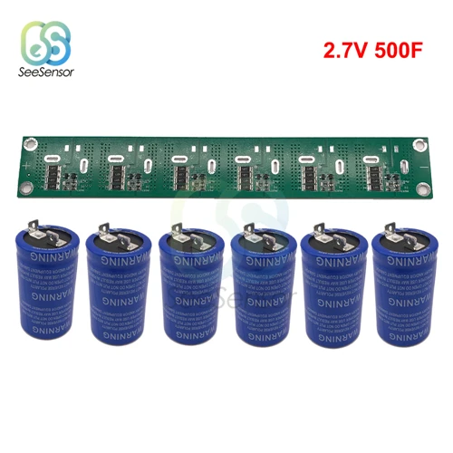 6 шт./компл. сверх яркий конденсатор 2,7 V 360F 400F 500F 2,85 V 700F супер конденсаторы с защитной платой для автомобиля авто блок питания - Цвет: 2.7V 500F