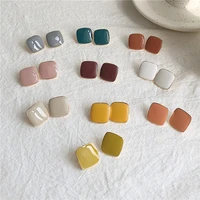 12 color square earrings ladies summer cool retro korean style fashion 925 silver needle dress simple color women girl earrings