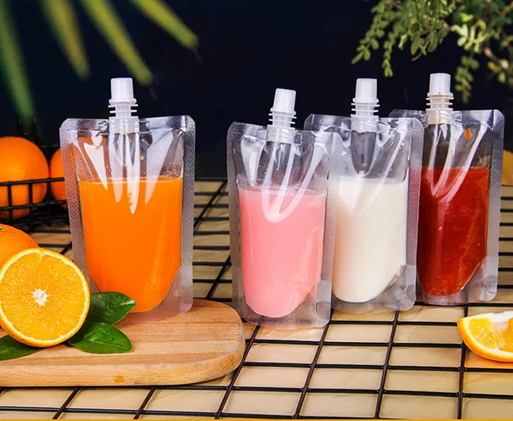 Leotrusting 100 шт./упак. стоьте вверх Пластик упаковка мешок носик сумки для напитков