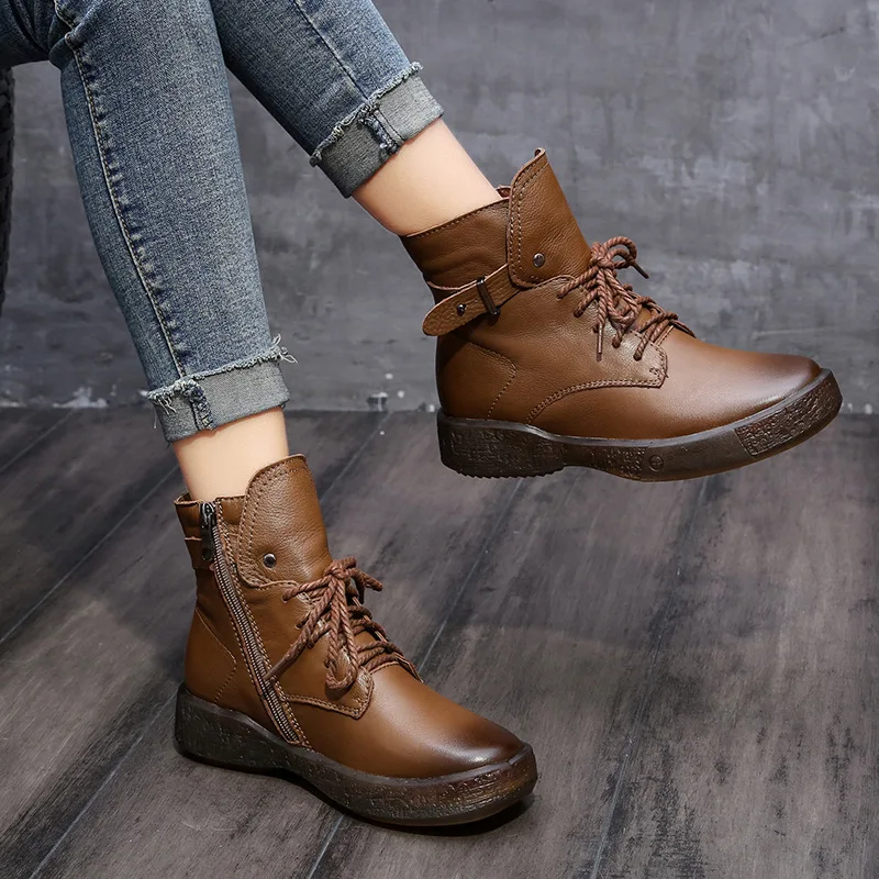 Fujin/женские ботинки из мягкой натуральной кожи высокого качества Сезон