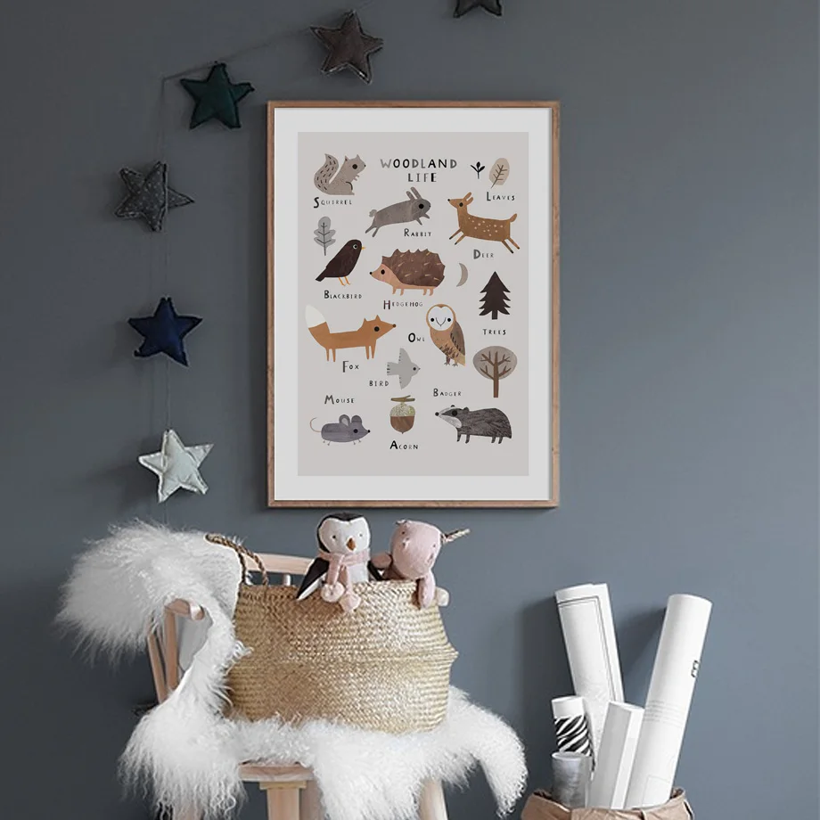 Настенная картина с лесными сафари мультяшными животными из океана детская