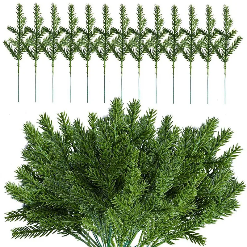 

120 штук, искусственные ветки, Рождественская елка, зеленые ветки, рождественская елка, гирлянда «сделай сам»