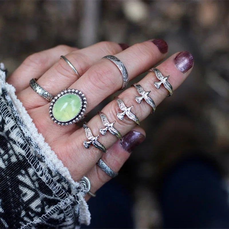 

Hawk Thunderbird Ring Silver Color Eagle Stacking Rings for Women Girl Fashion Party Jewelry Accessories Finger Ring