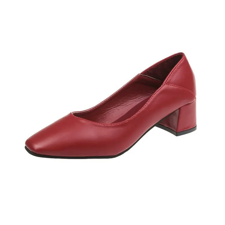 

Slip On Grandmother's Leather Shoes Gold Heels Branded Pumps 2021 Chunky Sandals Square Toe Shallow Mouth Clogs for Women Slip-