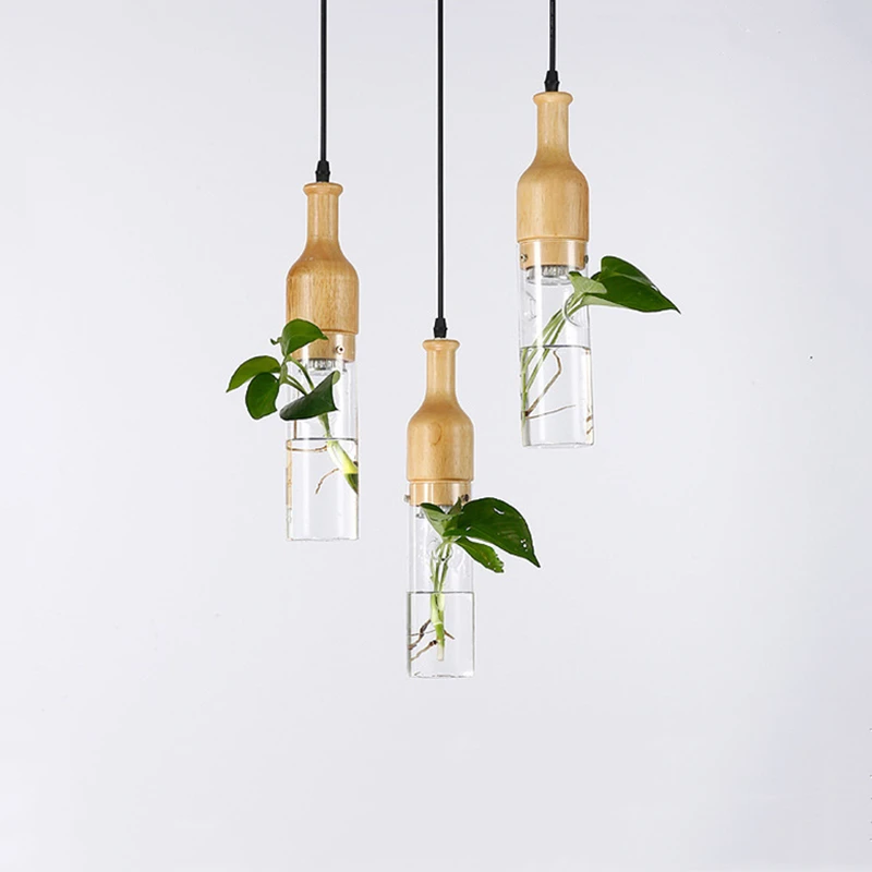Led пасторальные растения стеклянный подвесной светильник простой креативный