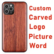 Elewood Customized Engrave iPhone Picture Wood Case Luxury TUP Soft-Edge Cover Wooden Accessory Thin Shell Protective Phone Hull