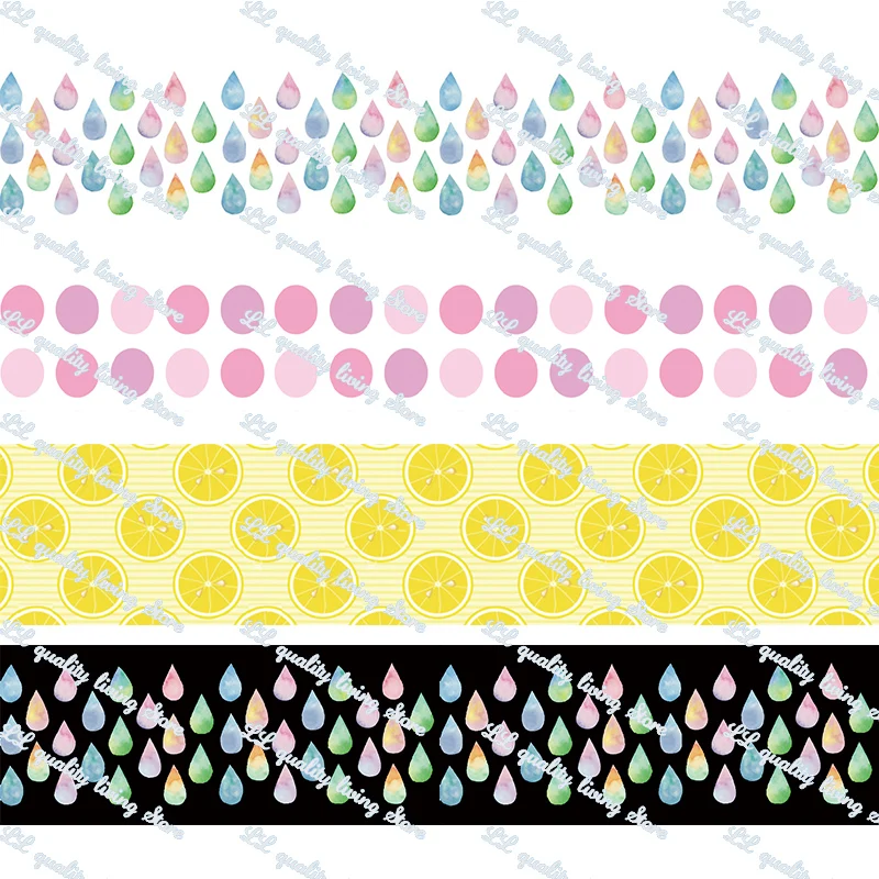 

50 yards 22-75MM Custom Water drop and circle pattern printed grosgrain ribbon accessories handmadehair wedding gift packaging