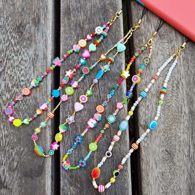 Universal Phone Charm Strap Mobile Chain Multi Color For Girls Phone Choker key Chain Strap Lanyard for Keys  Lady Gift