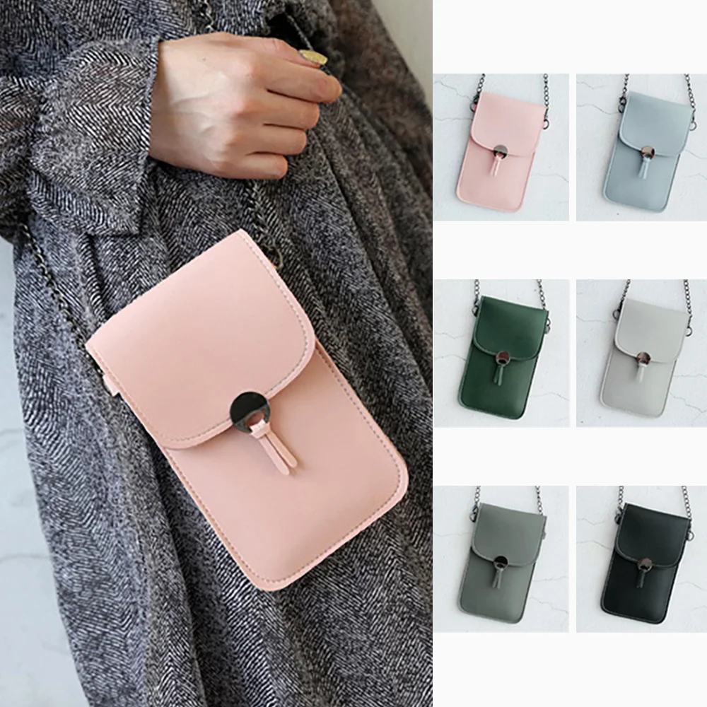 

Touch Screen Mobile Phone Package For Women Ladies Transparent Shoulder Bag Simple Retro Female