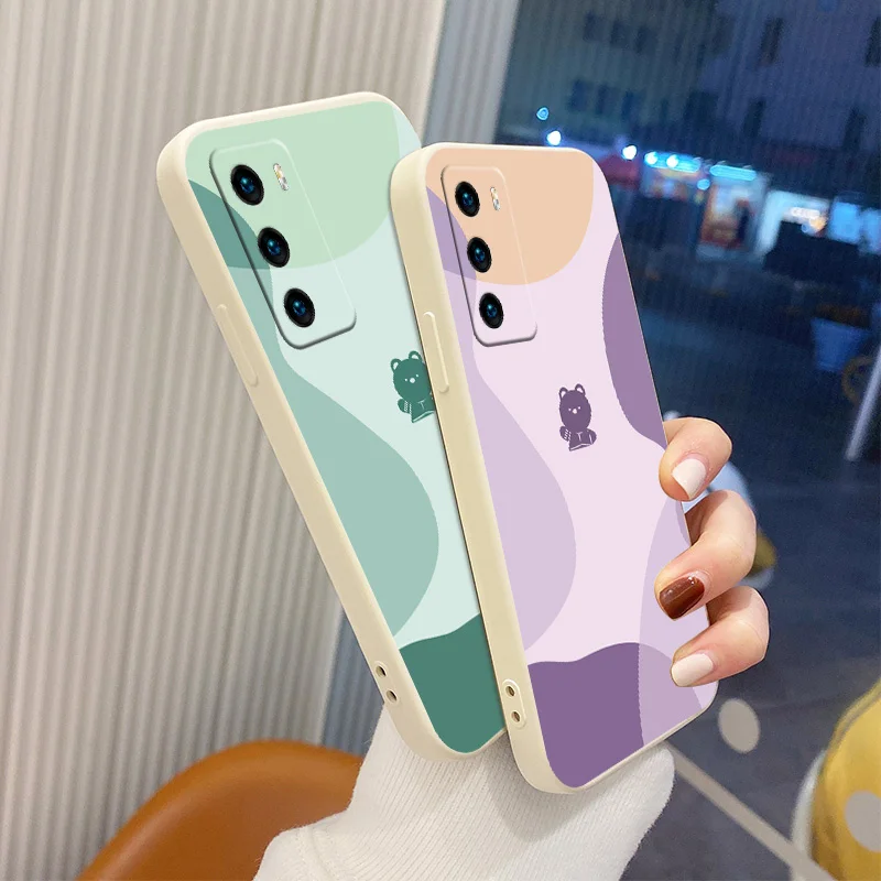 

Mini Bear Camera Lens Protect Case For Huawei P40 P50 P30 P20 Pro Lite Mate 40 30 20 Pro Lite Nova 5t Y7A Liquid Silicone Cover