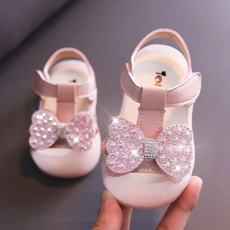 Flower Children Newborn Toddler Baby Kids Shoes For Girl White Pink Butterfly Glitter Sandals New 6m 8M 1 2 3 4 5 6 Years Old