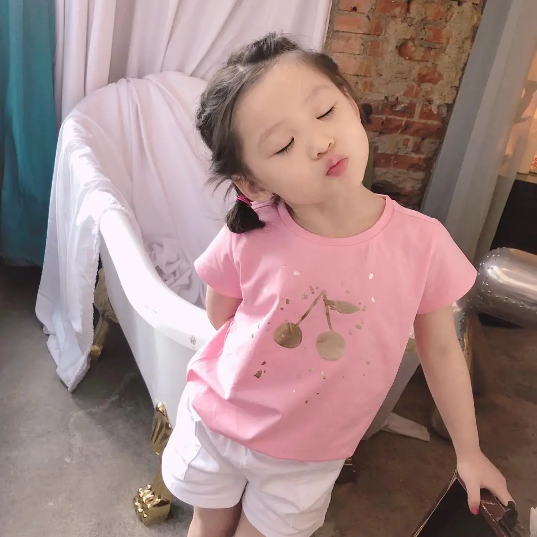 

Special Offer Girls Cherry T shirts Boys Clothing Girls Clothing Kids T Shirts Tops Summer Clothing Vetidos Baby Clothes