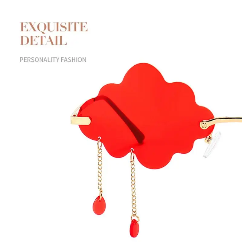 Очки без оправы солнцезащитные очки в винтажном стиле с облаками кисточками