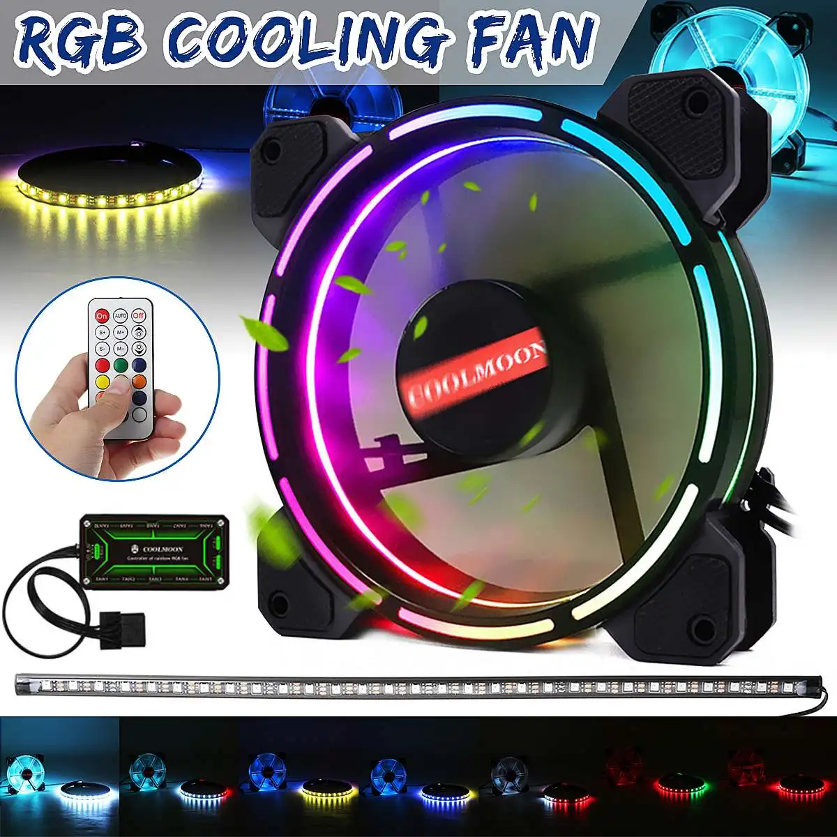 120 мм кулер вентилятор двойной Aura DC 12 В RGB PC Вентилятор охлаждения для компьютера бесшумный игровой чехол с ИК-пультом дистанционного управления светодиодный светильник