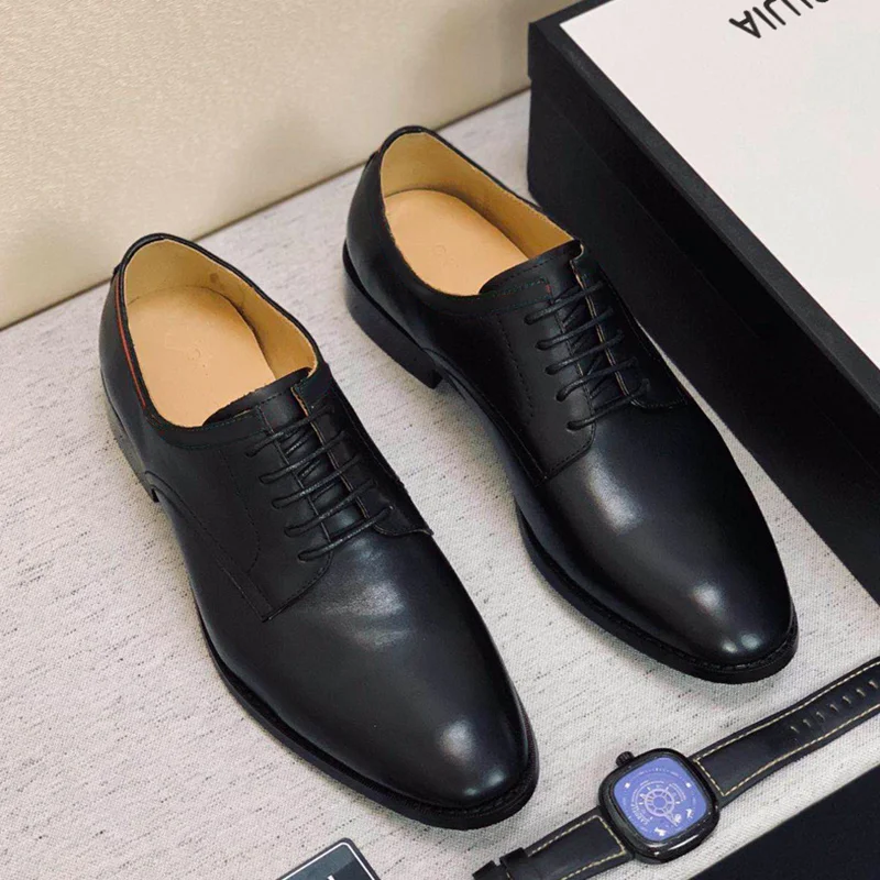 

Новинка 2020, кожаные туфли Gujia для мужчин, деловая одежда, кожаные туфли для мужчин, зимняя британская повседневная одежда