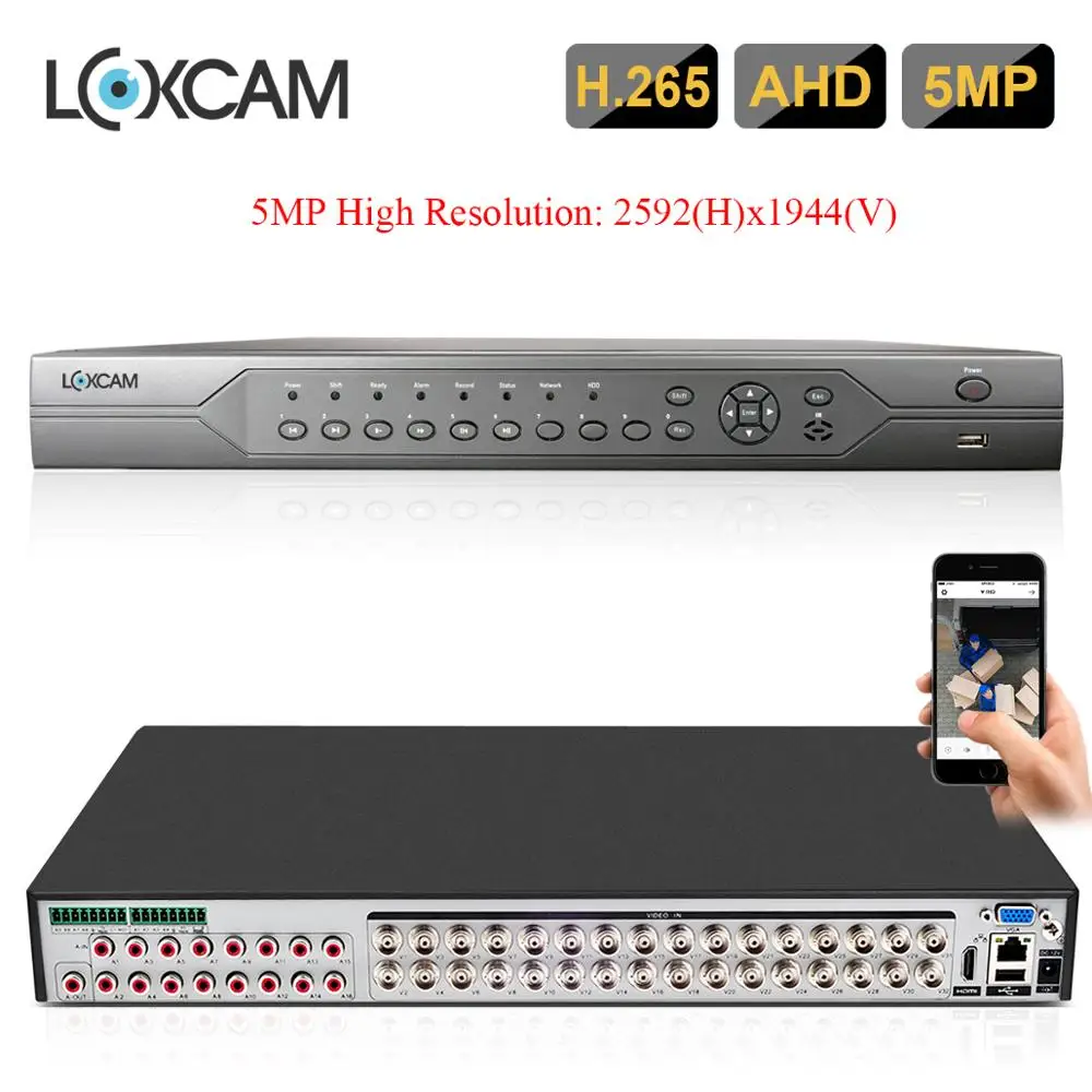 LOXCAM H.265 + 32ch 5MP 2592*1944P AHD DVR 4K Ultra HD CVI TVI NVR рекордер для системы камер безопасности onvif