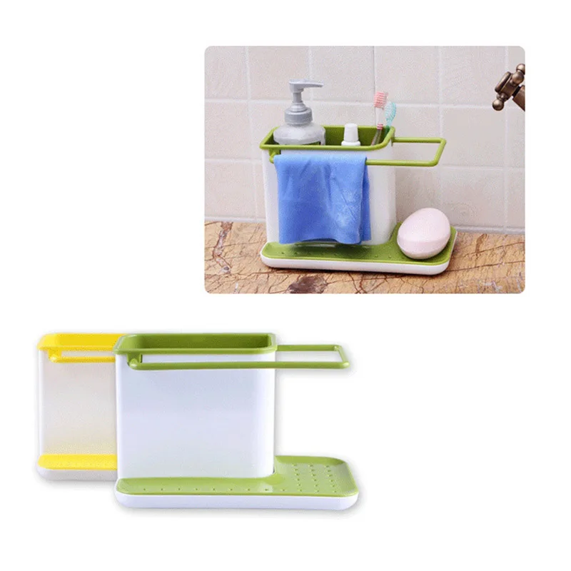 1PC Sponge Kitchen Box Draining Rack Dish Self Sink Storage Organizer Stands Utensils Towl | Дом и сад