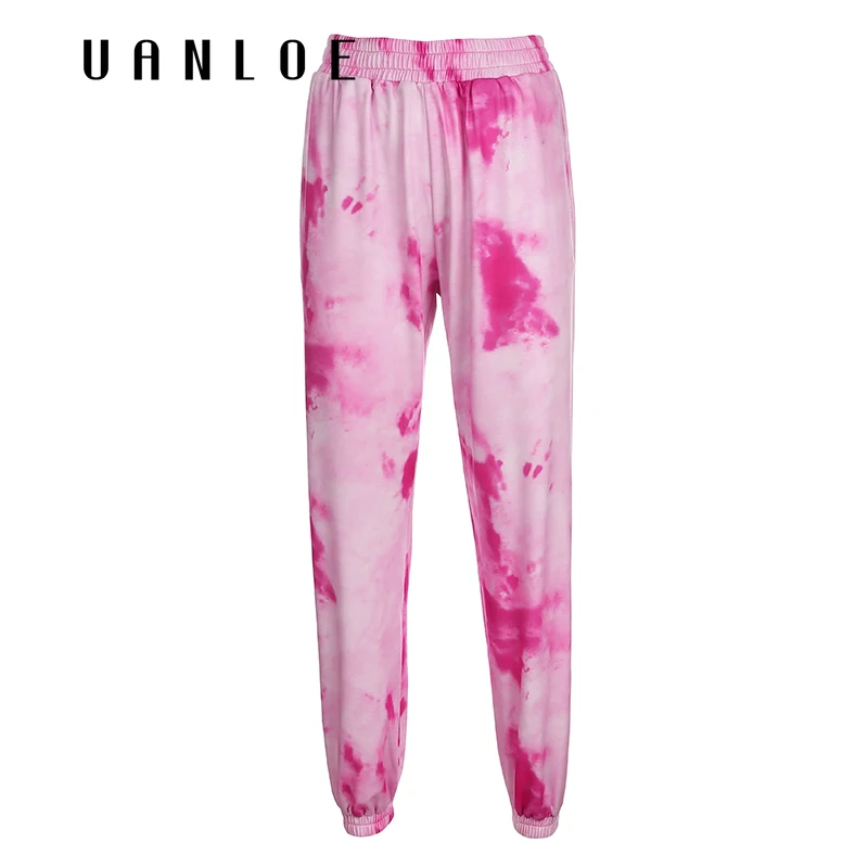 

Tie Dye Sweatpants Women Elastic High Waist Baggy Pants Hip Hop Casual Loose Pants Ladies Fashion Pink Trousers