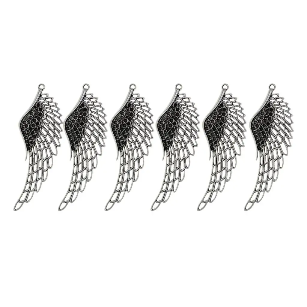6 шт большое крыло Подвески птица Ангел подвеска Античные серебряного цвета 108x38mm