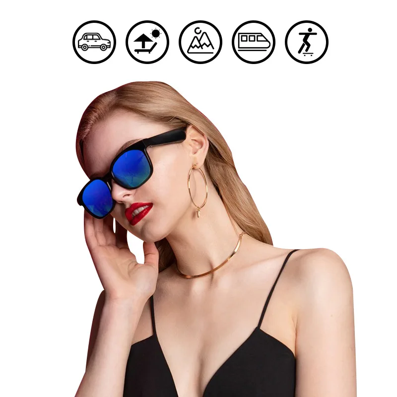 Beli KAIXING Kacamata Hitam Audio Bluetooth Konduksi Tulang Pintar Kacamata Hitam Pria Bingkai TR90 Nilon Terpolarisasi Kacamata Musik Nirkabel