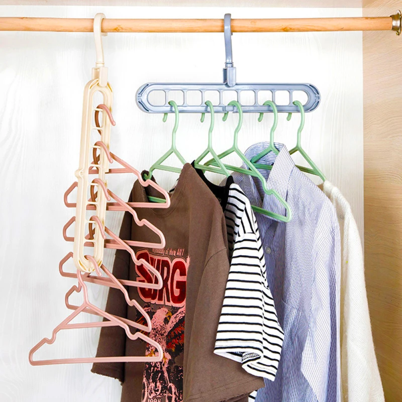 

360 Rotating Multi-function Magical Hanger Nine-hole Folding Hanger Wardrobe Drying Racks Clothes Hangers Organizer Home Storage