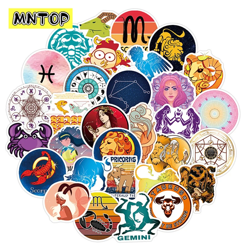 

Наклейки с изображением 12 созвездий граффити для ноутбука, гитары, багажа, велосипеда, водонепроницаемые, 10/30/50 шт./компл.