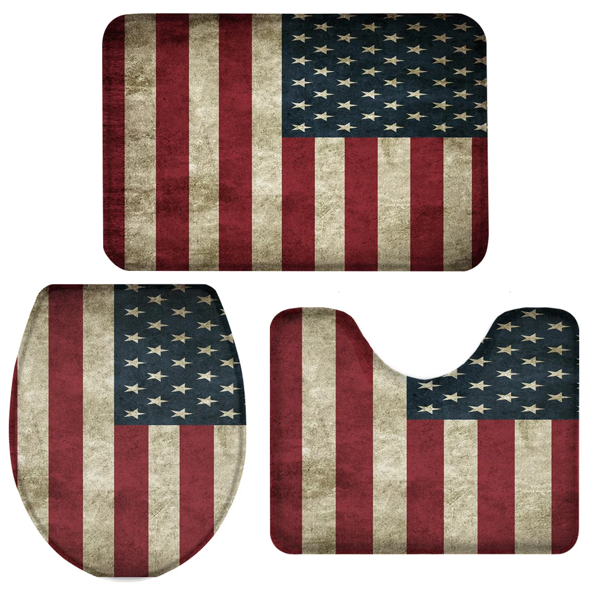 Набор из 3 предметов для ванной комнаты винтажный американский флаг набор крышка