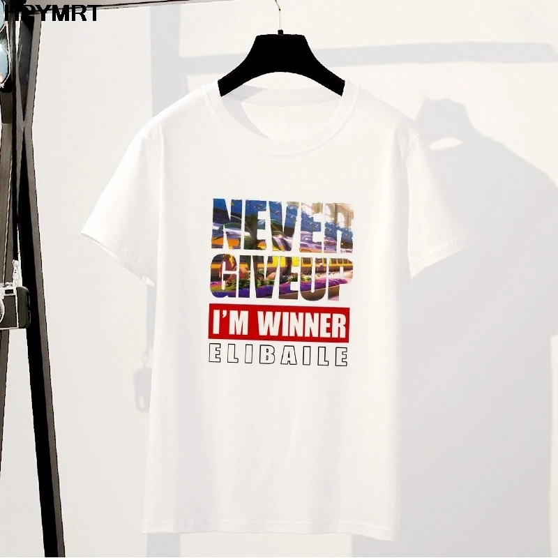 

Футболка мужская с надписью Never Give up, модная повседневная тенниска с принтом, забавная майка с графическим принтом, одежда в стиле Харадзюку,...