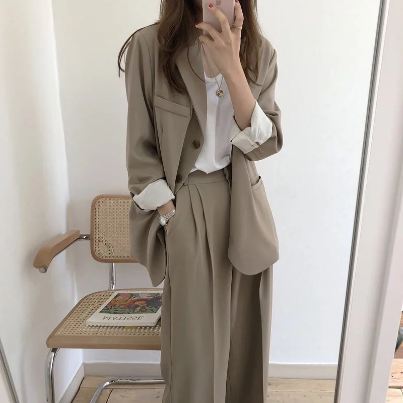 

Sutimine Women's Blazer Suit Long Sleeve Jacket Classic Pants Two Piece Set Women Korean Style Kpop Blazer Outfits for women