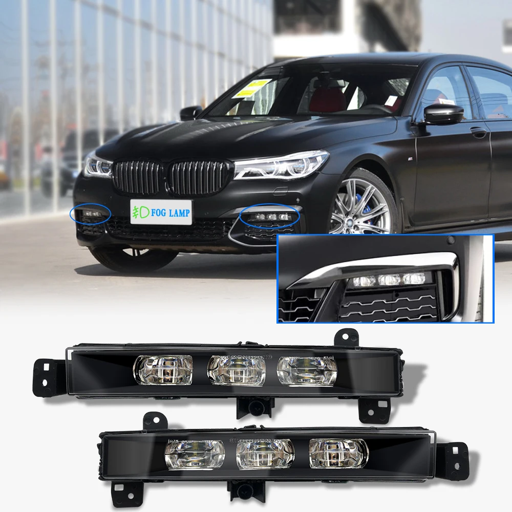 Купи For BMW 7 Series G11 G12 2016 2017 2018 2019 Car-Styling Front Bumper LED DRL Daytime Running Light Fog Lamp Light за 4,568 рублей в магазине AliExpress