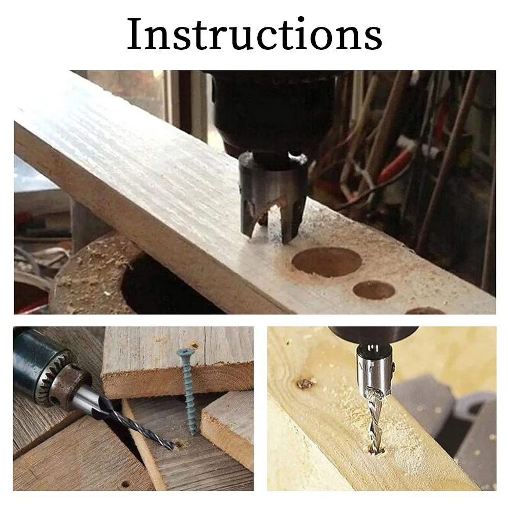 

Woodworking Chamfer Drilling Tools Drill Bits Set Wood Plug Cutter Three Pointed Countersink Drill Bits with L-wrench 26-Pack