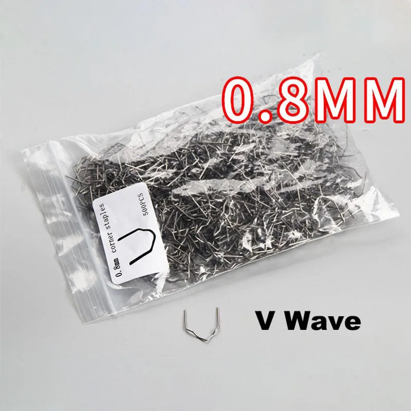 Grapas térmicas de acero inoxidable, Kit de reparación de plástico con soporte de Esquina de Onda, grapadora caliente, 500 Uds., 0,8mm/0,6mm
