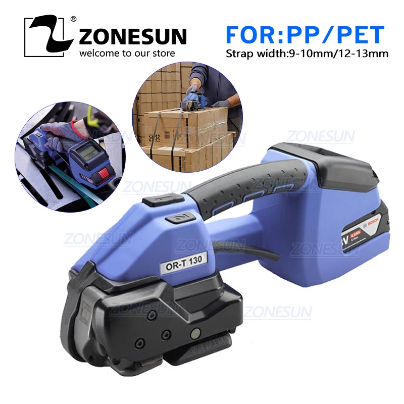 ZONESUN обвязочная машина 110 В или 220 ORT 130 с питанием от аккумулятора устройство для