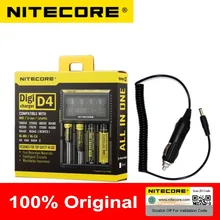 NITECORE original  D4 Digicharger LCD Display Universal  Charger Fit 18650 14500 16340 26650 18350 with Charging Cable