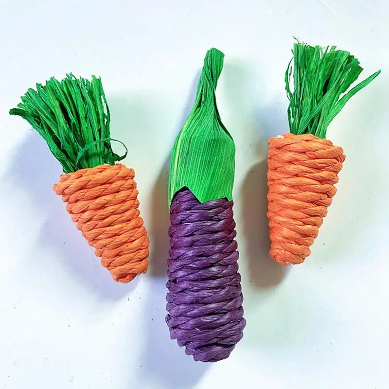 

3PCS/Set Bird Chew Toy Interactive Straw Pet Parrot Toy For Small Animal Rabbit Rats Teeth Cleaning Toys Hamster Accessories