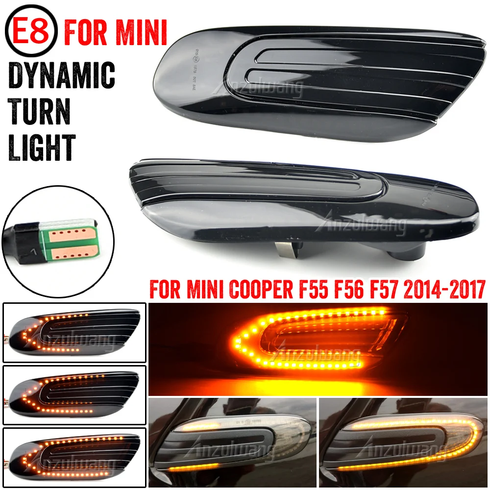 

Для Mini Cooper F56 F57, динамический Светодиодный Боковой ретранслятор, индикаторы для Mini Cooper F55, потоковые боковые габаритные огни, сигнальные лам...