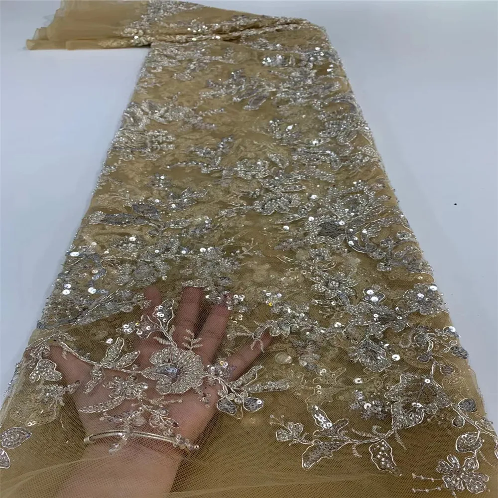 

High Quality Nigerian Guipure Cord Lace Fabrics With stones African French Net Lace Fabric Embroidered Tulle Mesh Lace ZXN187