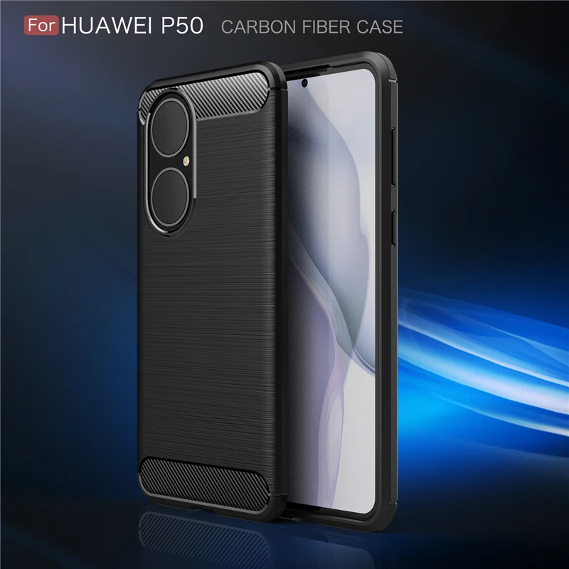 For Huawei P50 Case Fiber Carbon Shockproof Silicone Case For Huawei P50 Pro Case hard Cover For Huawei P40 P40 Pro P40 Pro Plus