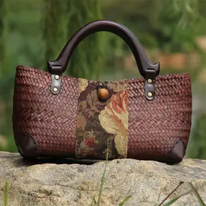 Оригинальная Плетеная соломенная сумочка в китайском стиле, ручной работы, 32x12 см, Ретро стиль a6103