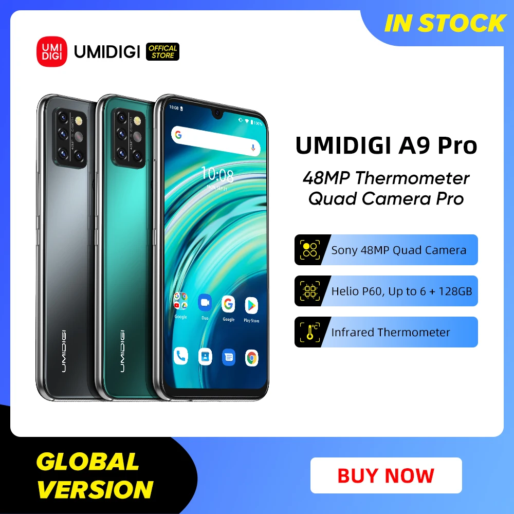 UMIDIGI-A9 Pro Tel&eacute;fono Inteligente, dispositivo Desbloqueado, Versi&oacute;n Global, Pantalla FHD 6,3 pulgadas, Procesador Helio P60, 4GB o 6GB de RAM y 64GB o 128GB de ROM, Cuadric&aacute;mara de 32 o 48MP y Selfie de 24MP-0