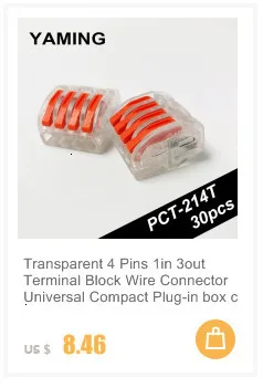 PCT-212(10 шт./лот) Универсальный Компактный провод соединитель проводки 2 Pin, проводниковый блок 0,08-2.5mm2 PCT212