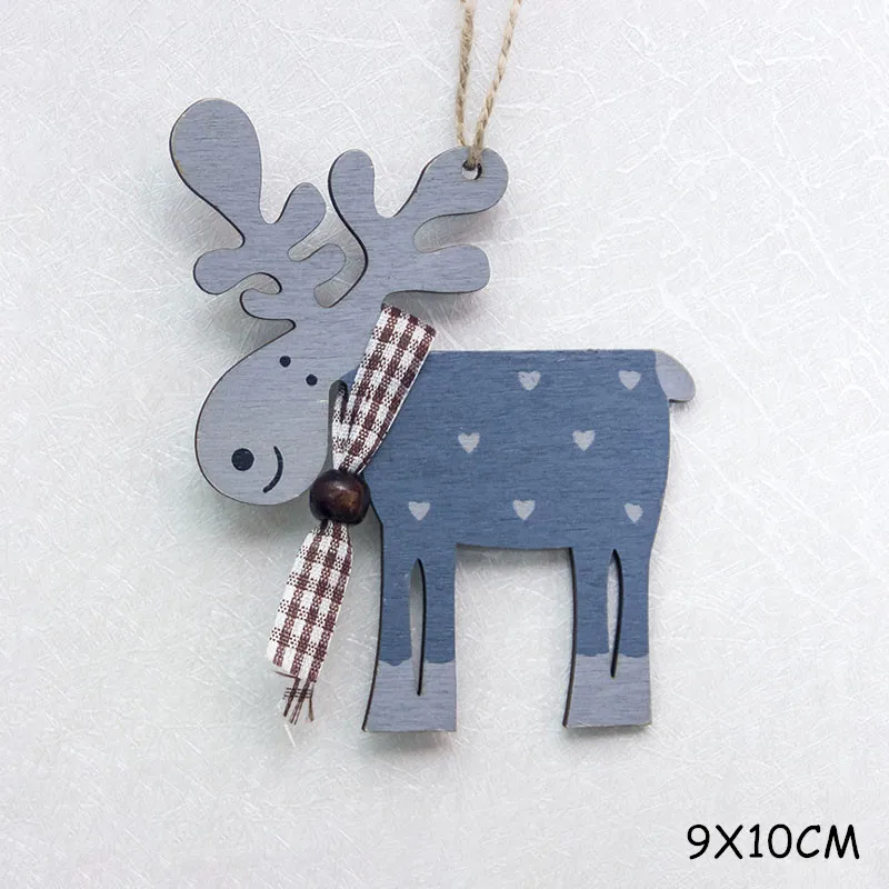 Dark Blue elk Год Рождество деревянный кулон дерево олень Рождественское дерево декор Noel рождественские украшения для дома Natal Navidad подарок для детей - Цвет: Dark Blue elk