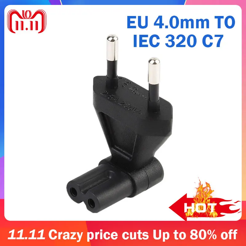 Адаптер питания переменного тока с евровилкой на IEC320 C7 под углом 90 градусов 2